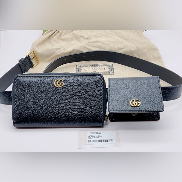 NWT Authentic Gucci Marmont Unisex 3-way Belt Bag in Black Size 90/36 - Picture 9 of 16